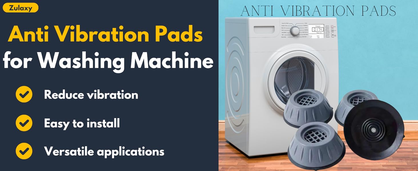 Anti Vibration Pad-Anti-vibration Pads For Washing Machine - 4 Pcs Shock Proof Feet For Washer ? Dryer, Great For Home, Laundry Room, Kitchen, Washer, Dryer, Table, Chair, Sofa, Bed (4 Units)